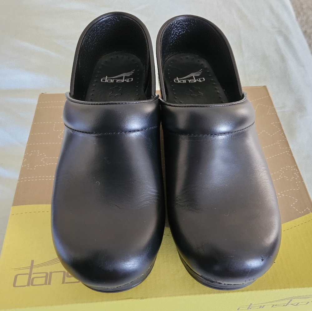 Dansko Black Leather Professional Clogs